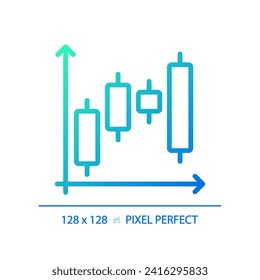 Candlestick chart gradient linear vector icon. Forex trading. Professional sales. Stock market. Financial investment. Thin line color symbol. Modern style pictogram. Vector isolated outline drawing