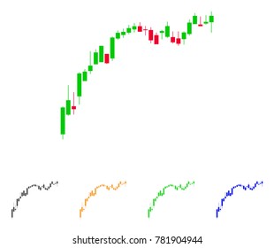 Candlestick Chart Growth Slowdown icon. Vector illustration style is a flat iconic Candlestick chart growth slowdown symbol with grey, green, blue, yellow color variants.