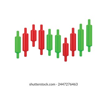 candlestick chart icon 3d rendering vector illustration