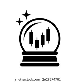 Ícone de gráfico de castiçal. Bola de cristal. Dia de negociação. Mercado de ações. Ícone de vetor isolado no fundo branco.