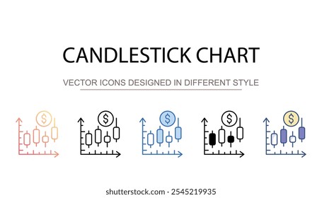 Candlestick Chart icon design with white background stock illustration