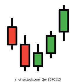 Candlestick Chart Icon for Financial Data Visualization, Ideal for fintech, investment apps, or finance-related infographics.