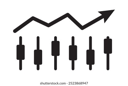 Ícone de gráfico de castiçal. Forex ou negociação de ações. Vendas profissionais. Mercado de ações. Investimento financeiro. símbolo de linha de mercado de alta tendência