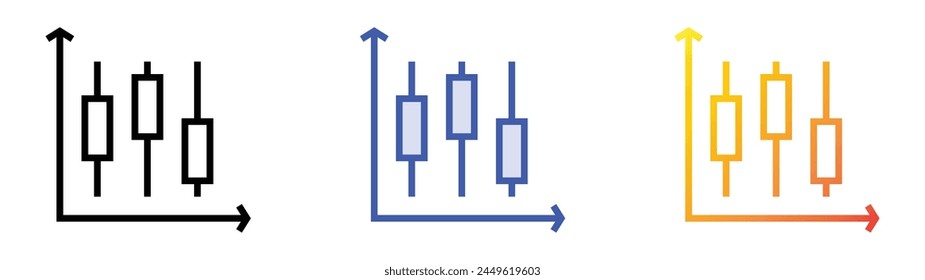 candlestick chart icon. Linear, Blue Fill and Gradient Style Design Isolated On White Background