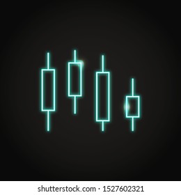 Candlestick chart icon in neon line style. Financial symbol. Stock market graph emblem. Vector illustration.
