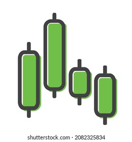 Icono de gráfico de candelabros en fondo blanco.