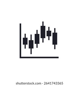 candlestick chart icon, pictogram on white