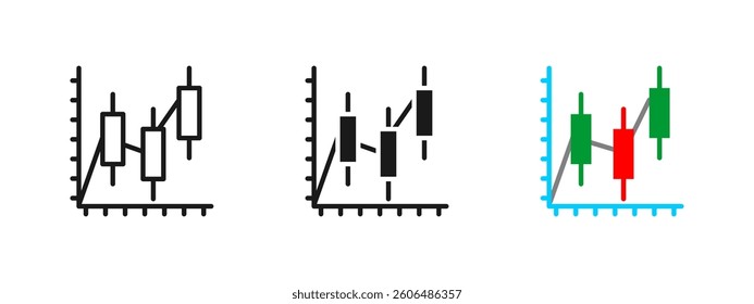 Candlestick chart icon. Stock graph symbol. Financial market data illustration. Trading analysis design. Investment diagram graphic.