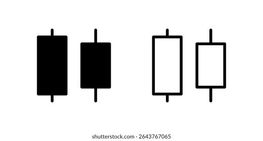 Candlestick chart icons, essential for stock market and financial analysis.
