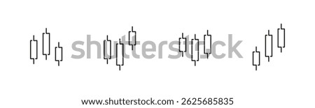 Candlestick chart icons in simple outline vector style.
Financial trading symbols for market and stock visualization