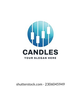 Candlestick chart investment logo vector icon illustration