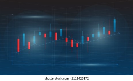 candlestick chart with line graph shows stock market price or financial investment profit. business management background concept