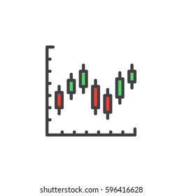 Candlestick chart line icon, filled outline vector sign, linear colorful pictogram isolated on white. Symbol, logo illustration. Editable stroke. Pixel perfect