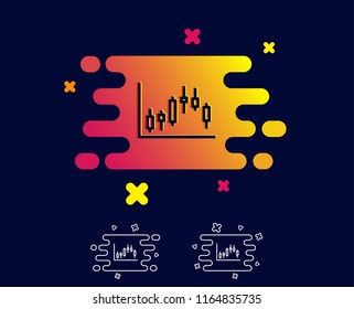 Candlestick chart line icon. Financial graph sign. Stock exchange symbol. Business investment. Gradient banner with line icon. Abstract shape. Vector