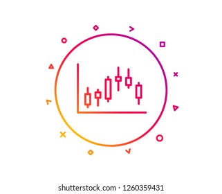 Candlestick chart line icon. Financial graph sign. Stock exchange symbol. Business investment. Gradient pattern line button. Candlestick graph icon design. Geometric shapes. Vector