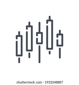 Candlestick Chart Line Symbol. Handelsmarktempfehlkarte, Vektorgrafik-Rahmenzeichen.