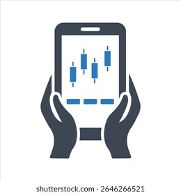 Candlestick chart in mobile icon