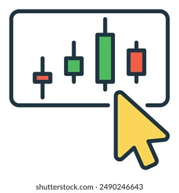 Candlestick Chart with Mouse Cursor vector concept colored icon or logo