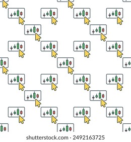 Candlestick Chart with Mouse Cursor vector concept colored seamless pattern