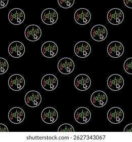 Candlestick Chart with Mouse Cursor vector concept Stock Market Trading round seamless pattern in outline style