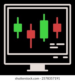 Candlestick Chart on PC Screen vector Crypto Investment concept colored icon or symbol