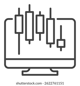 Candlestick Chart on PC Screen vector online trading concept icon or sign in thin line style