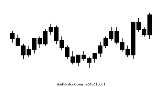 Candlestick Chart Pattern Design Element for Financial Themes. Suitable for use in stock trading layouts, fintech presentations, investment websites, or cryptocurrency-themed graphics.