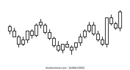 Candlestick Chart Pattern Design Element for Financial Themes. Suitable for use in stock trading layouts, fintech presentations, investment websites, or cryptocurrency-themed graphics.