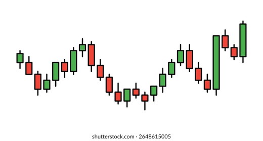 Candlestick Chart Pattern Design Element for Financial Themes. Suitable for use in stock trading layouts, fintech presentations, investment websites, or cryptocurrency-themed graphics.