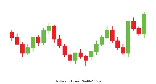 Candlestick Chart Pattern Design Element for Financial Themes. Suitable for use in stock trading layouts, fintech presentations, investment websites, or cryptocurrency-themed graphics.