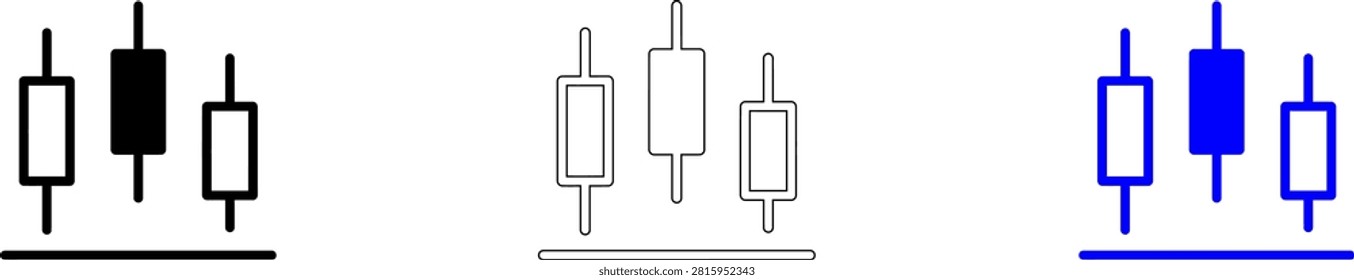 Candlestick chart patterns with different colored bars illustration isolated on transparent background, Vector