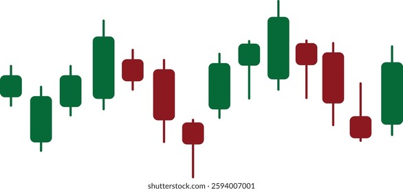Candlestick chart showing up or down stocks, green and red stock price bar chart using graphic chart for business sector