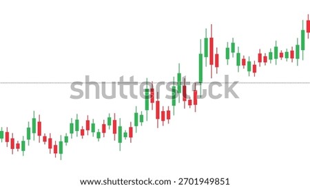 Candlestick chart showing an upward trend, indicating positive market movement and investment growth, vector illustration, financial concept