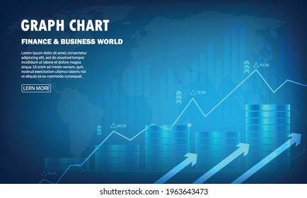 The candlestick chart shows economic and currency growth, graphs of the stock market, trading, investing in the business world, bullish points, bearish points. Trend of graph vector design