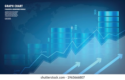 The candlestick chart shows economic and currency growth, graphs of the stock market, trading, investing in the business world, bullish points, bearish points. Trend of graph vector design