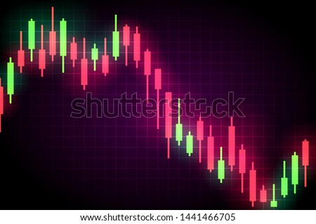 Candlestick chart, stock falls illustration.