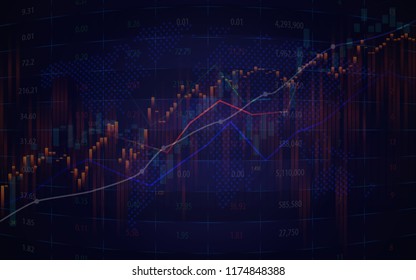 Candlestick chart in stock market background, abstract business background concept, vector illustration