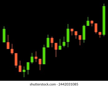 Candlestick chart of trading on the stock exchange. Trading cryptocurrency, stocks and bonds. Candlestick patterns in cryptocurrency trading. Design for banners and posters. Vector illustration