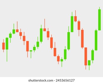 Candlestick chart of trading on the stock exchange. Trading cryptocurrency, stocks and bonds. Candlestick patterns in cryptocurrency trading. Design for banners and posters. Vector illustration