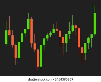Candlestick chart of trading on the stock exchange. Trading cryptocurrency, stocks and bonds. Candlestick patterns in cryptocurrency trading. Design for banners and posters. Vector illustration