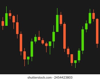 Gráfico de velas de operaciones en la bolsa de valores. Comercio de criptomonedas, acciones y bonos. Patrones de velas en el comercio de criptomonedas. Diseño para Anuncios y carteles. Ilustración vectorial