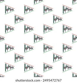 Candlestick chart Triangle figure vector Crypto Trading concept colored seamless pattern