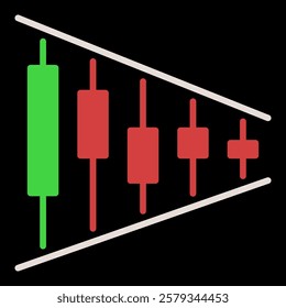 Candlestick Chart in Triangle vector Margin Trading concept colored icon or symbol