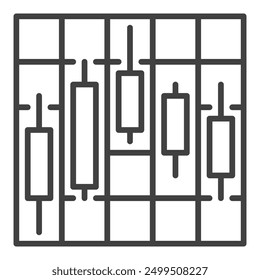 Candlestick Chart vector cryptocurrency trading concept icon or symbol in thin line style