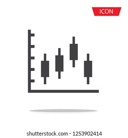 candlestick chart vector icon isolated on white background.