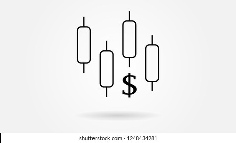 candlestick chart vector line icon.