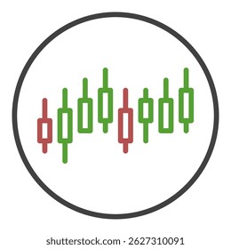Candlestick Chart vector Online Trading concept circle shaped icon or sign in thin line style