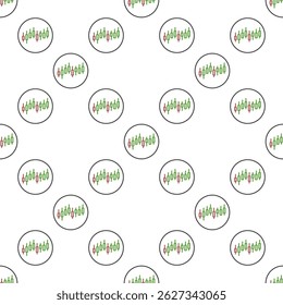 Candlestick Chart vector Online Trading concept circle shaped seamless pattern in thin line style