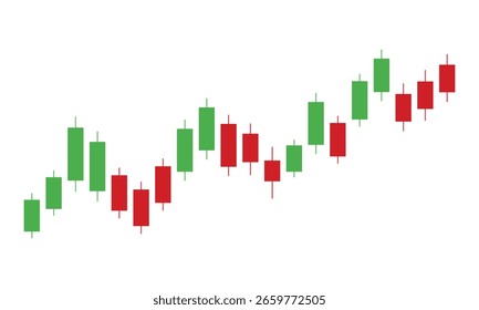 Candlestick Chart Vektor - Börsenhandelsdiagramm mit bullischem Aufwärtstrend für Finanzinvestitionen und Forex