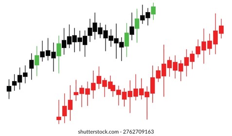 Candlestick chart visually represents market data, notably featuring a striking silhouette style.